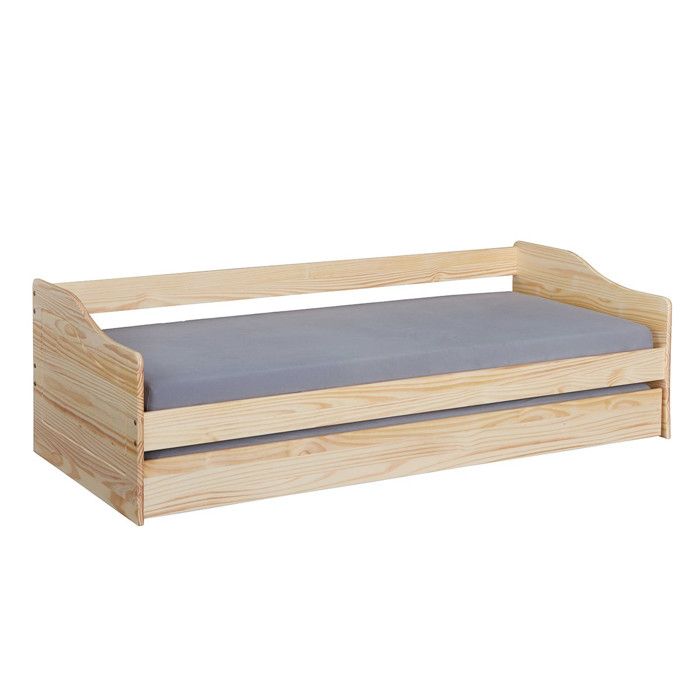 CANTARI - Lit Gigogne 90x200cm en Pin Massif Naturel