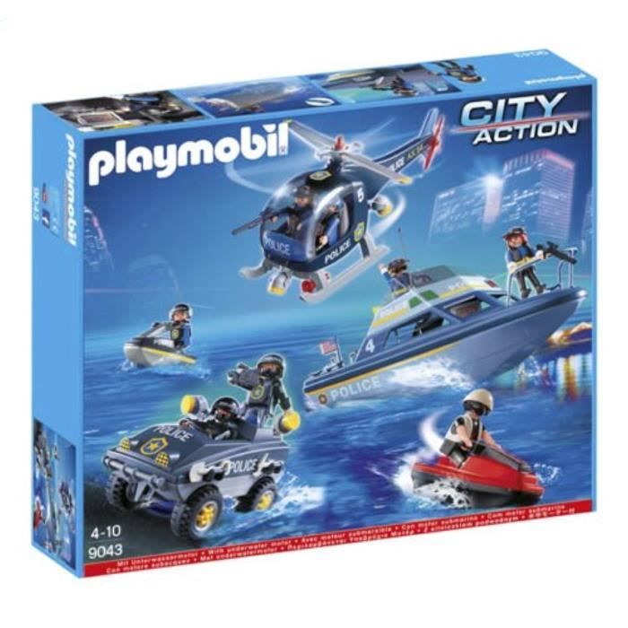 Poupon 9043 Police Vehicle Super Set - Helicopter Boat Jet Ski Car Poupon 9043 Police Vehicle Super Set - Helicopter Boat Jet Ski Car