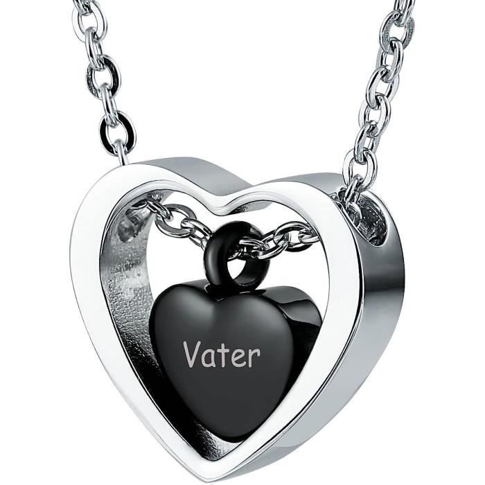 FindChic Collier Urne Crémation Coeur Acier Inoxydable - Pendentif Cendres Animal Ou Être Cher