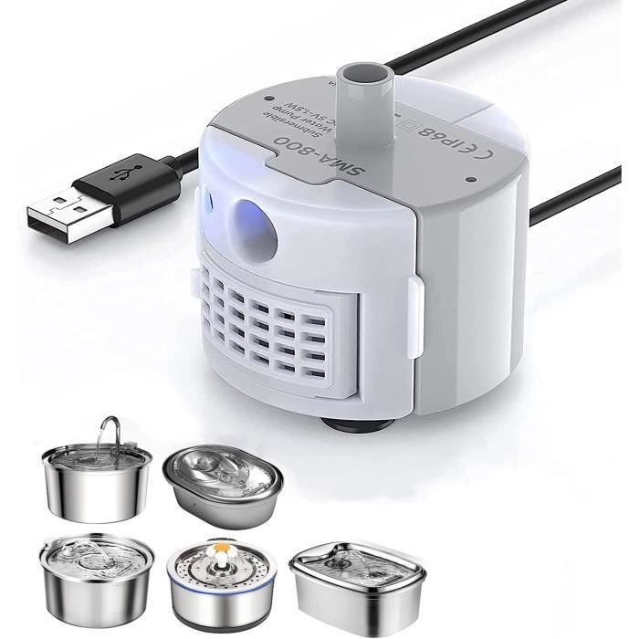 Meilleurs prix pour Pompe de Fontaine a Eau Chat, Pompe de Distributeur Eau Chat SMA-800 Ultra-Silencieux, Lumière LED Intégrée, Étanchéité IP68