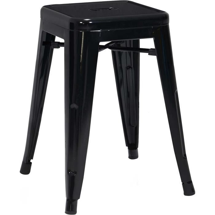 Hjh OFFICE Tabouret Bistrot VANTAGGIO Métal Blanc - Style Industriel Empilable