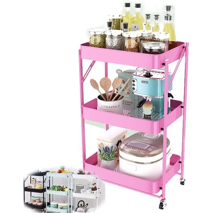 Villertech Étagère Pliante à 4 Niveaux, étagère De Rangement Pliable En Métal Avec Roulettes, Pour Salon, Cuisine, étude, 32 X 60 X 118,9 Cm (l X L X H), Noir Mat