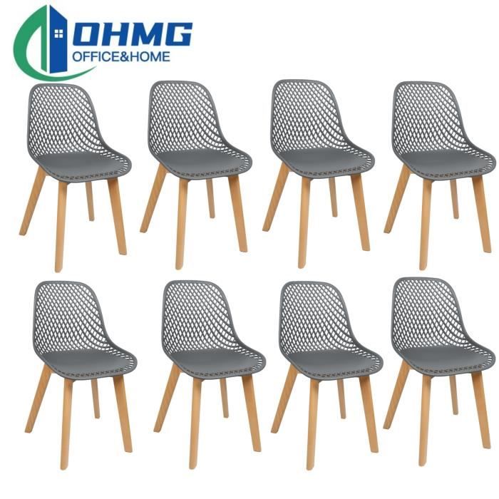 Chaise longue d'intérieur/extérieur OHMG - Lot de 8 chaises - Gris foncé - Stabilité et durabilité élevées