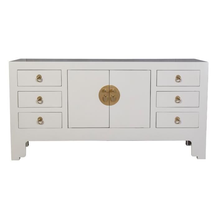 Meuble TV - Fine Asianliving - Moonshine Greige - 121x37x61 cm - Bois massif - Ethnique