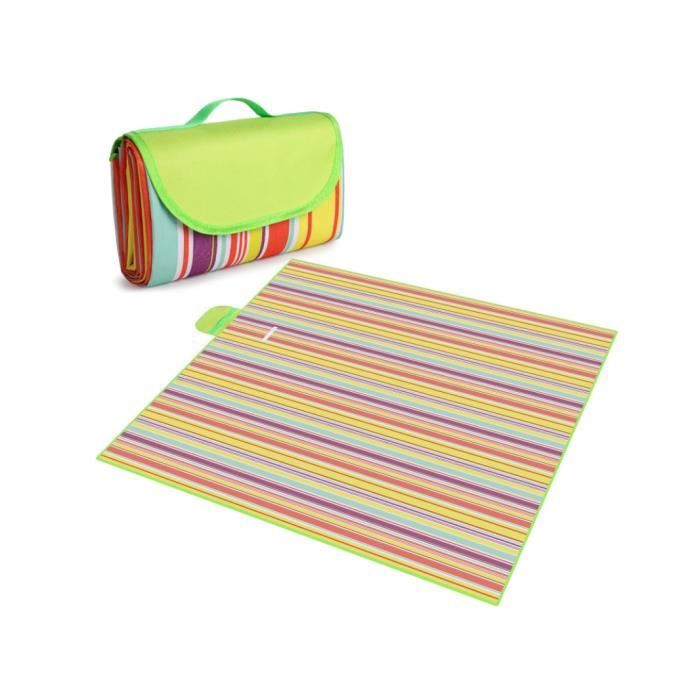 Couverture De Pique-Nique Eucomir 200x200cm - Imperméable Et Pliable - Rouge/Blanc