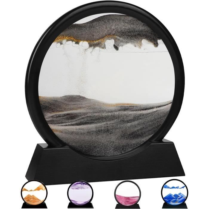 Aoderun Sablier Décoratif 20cm – Peinture De Sable Dynamique En 3D – Cadre Rond – Déco Bureau Maison (Vert)