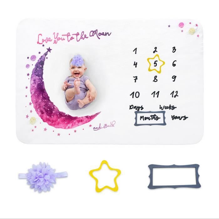 110 150cm Couverture Etape Mensuelle Pour Bebe Unisexe Cadeau Personnalise Pour Les Fetes Prenatales Lune Cdiscount Maison