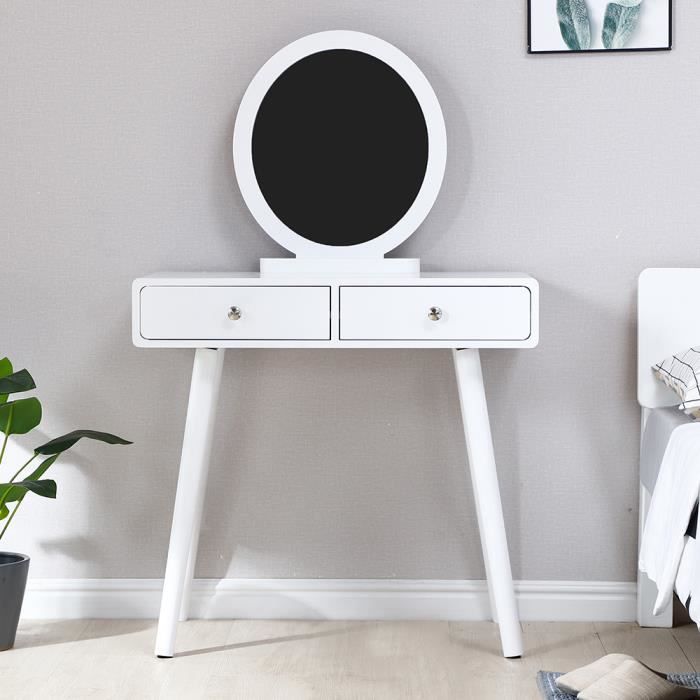 Coiffeuse Meuble Maquillage Avec 3 Miroirs 4 Tiroirs Tabouret