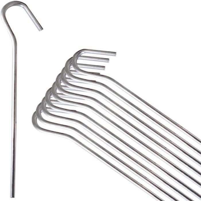 PYEUIFT 10 Piquets De Tente Acier Filetés 20 Cm Avec Foret - Piquets Vis Pour Sol Dur Camping