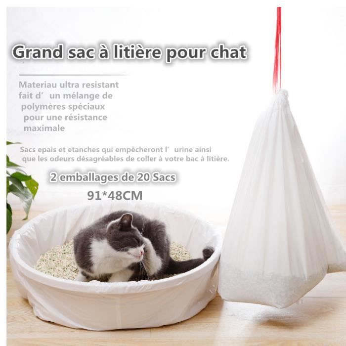2 Emballages De Sacs A Litiere 91 48 Cm Pour Chat Sacs Avec Poignees Pour Bac A Litiere De Moyenne Et Grande Taille Cdiscount Animalerie