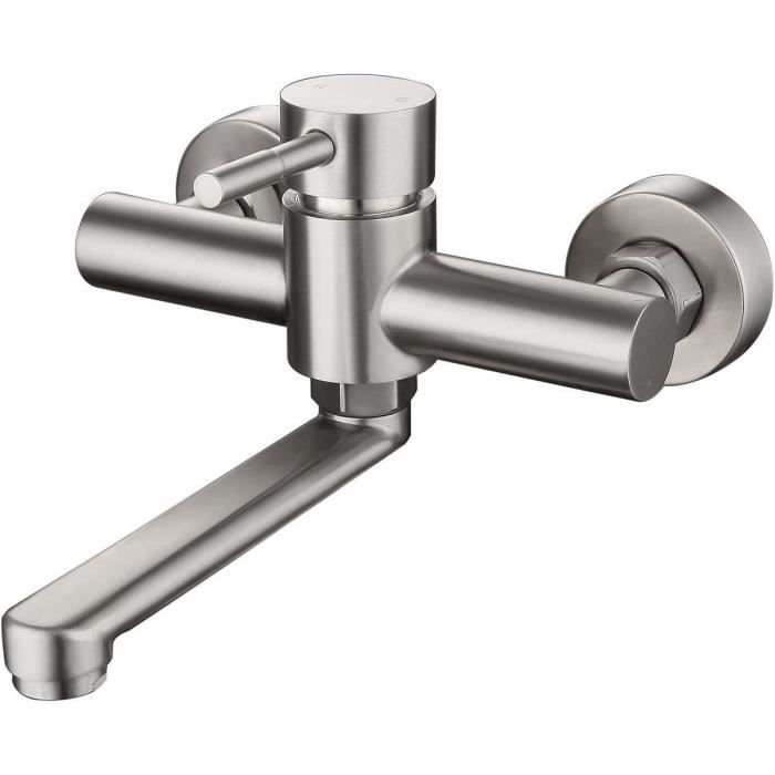 Robinet Cuisine Rabattable sous Fenetre, Mitigeur Cuisine Pliable Or Brossé Robinet Pivotant Acier Inoxydable Monotrou Robinet D'Évier de Cuisine-B