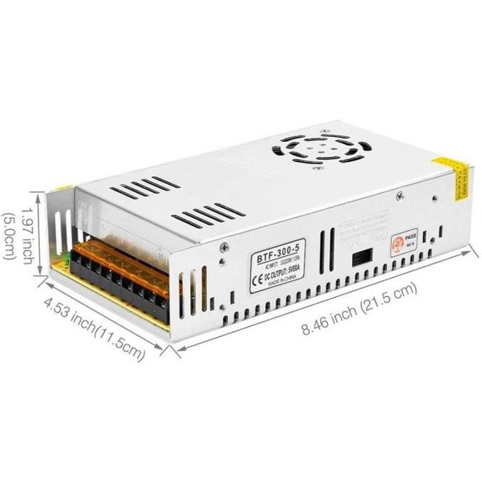 Btf Lighting Btf 300 5 Ac Input 110 2v 15 Dc Output 5v 60a Adaptateur De Bande Led Transformateur Cdiscount Bricolage