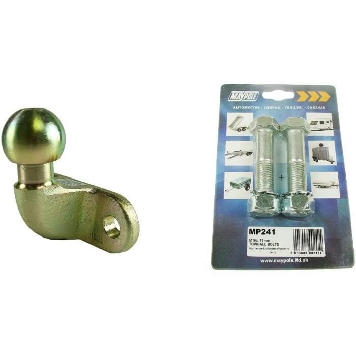 Boule D'Attelage Remorque APT - Diamètre 50 Mm, Filetage M16 - Charge 1000 Kg - Usage Agricole