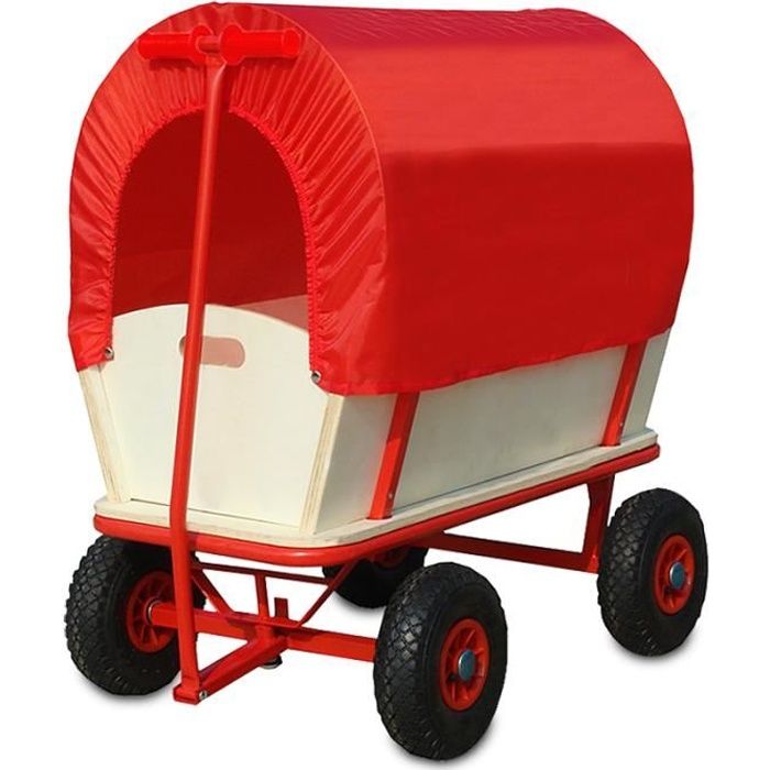 Chariot de transport avec bâche de protection amovible 172x62 - Rouge