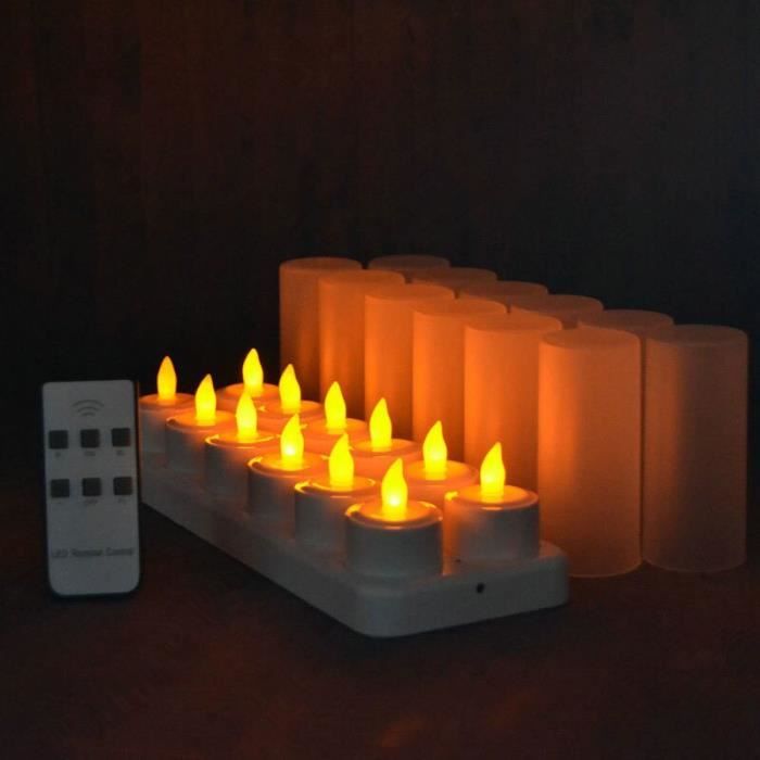 Bougies chauffe-plat LED scintillantes rechargeables, 4-6-12 pièces, sans  flammes, avec télécommande, dé Amber