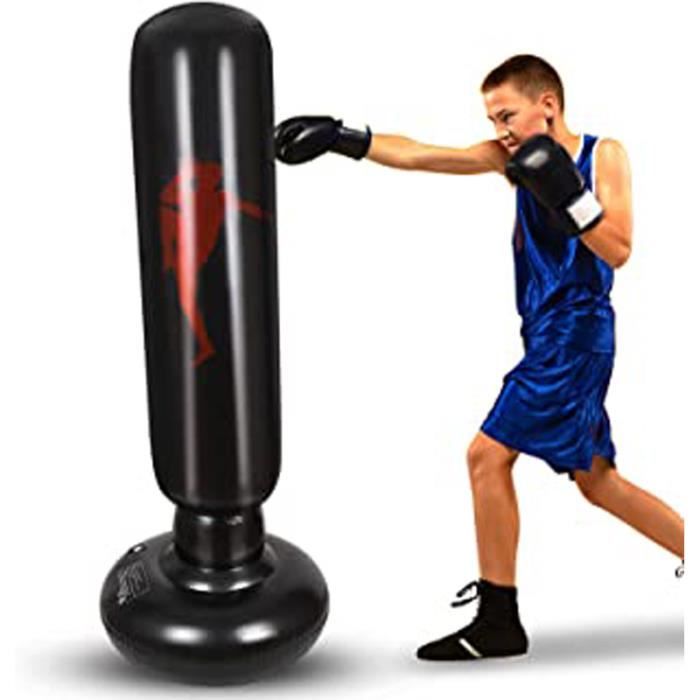 Sac de Frappe sur Pied 150cm, JanTeelGO Punching-Ball Autoportant Enfants  Adultes - Équipement de Boxe, Sac de Boxe Gonflable - PVC Épais de 0,4 mm,  pour Karaté Taekwondo MMA Entraînement Fitness 