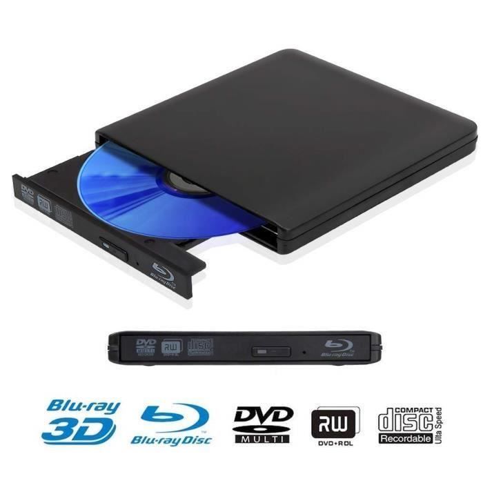 DX20126-Lecteur Blu-Ray Portable USB 3.0 de CD - DVD-RW pour ordinateur  portable support Windows XP - WIN7 - WIN8 (noir) - Cdiscount Informatique