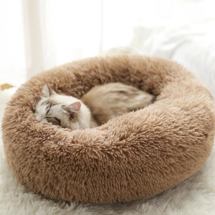Panier Chien Chat En Peluche Moelleux Confortable Lit De Couchage Rond Doux Et Moelleux Taille L 70x26cm Beige Cdiscount