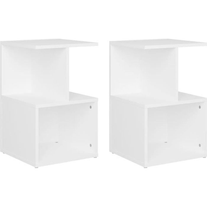 HOME Tables de chevet 2 pcs -Petit Meuble Table Chambre Table de nuit - MODE - Blanc 35x35x55 cm Aggloméré35 x 35 x 55 cm5585