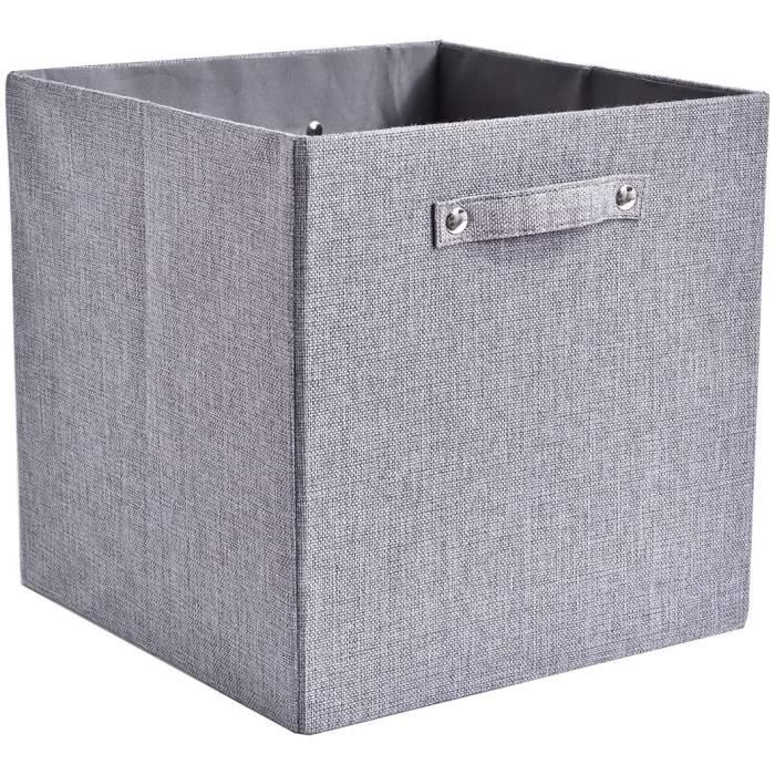 Boîte De Rangement Tissu, Panier De Rangement Gris, Panier Tissu En Cube  (33x33x33 Cm) Pour Placard, Étagère, Et Vêtements, (Pliable, Lot De 3) 