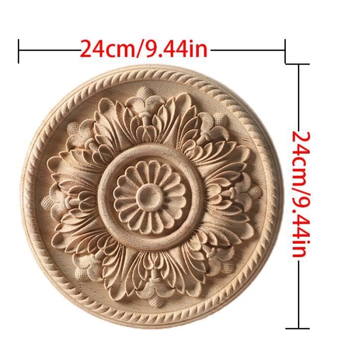 Applique D'angle En Bois Sculpté Style Vintage - 7.6cm X 7.6cm - Finition Brute