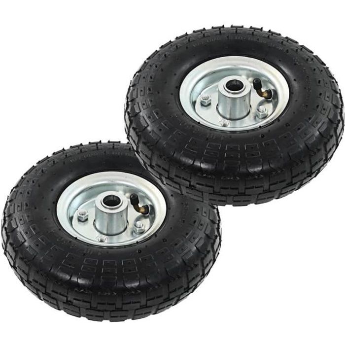 2 pcs Roue de diable 260 x 83 mm Caoutchouc 4.10-3.50-4 pour chariot HB056