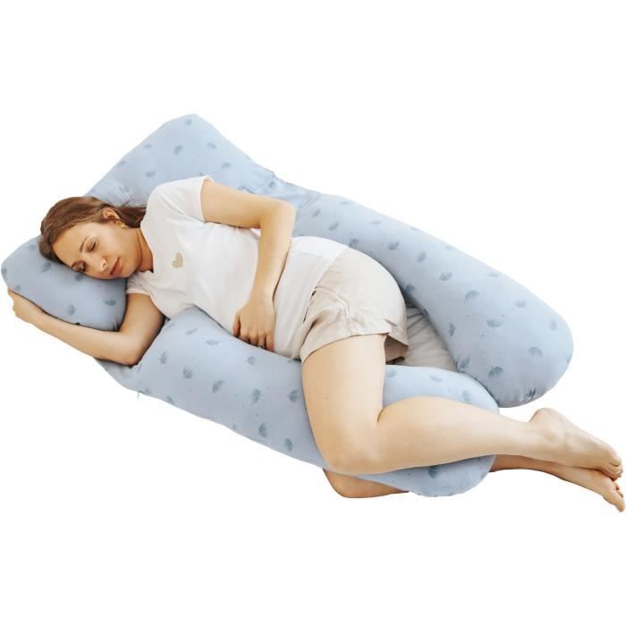 Coussin de grossesse et d'allaitement BABYMOOV en Coton Bio B.LOVE XXL Bleu - Certifié Oeko-Tex