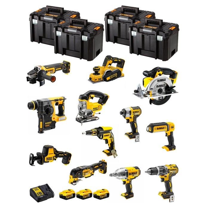 DeWALT Kit DWK1202T DCD796+DCH273+DCG405+DCF887+DCF899H+DCS331+DCS391+ DCS355+DCP580+DCS369+DCL050+DCF620+3x5 0Ah+DCB115+4xTVI