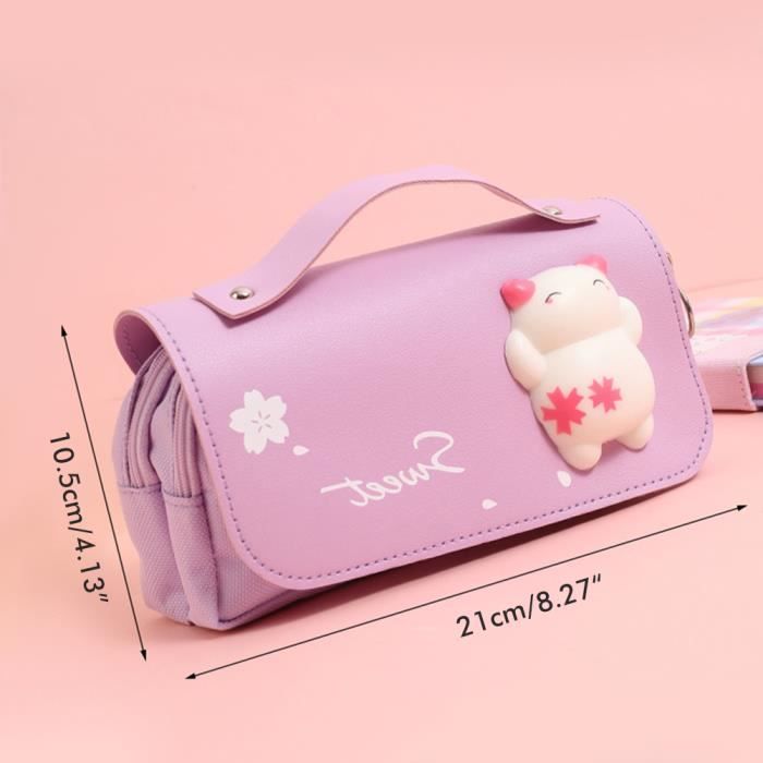 Trousse Miku Double Zip - Grande Capacité 23x12cm - Polyester Léger - Pour école, Cosmétiques, Rangement
