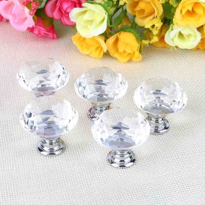 6 pièces boutons de commode ronds argentés kit de boutons de tiroir