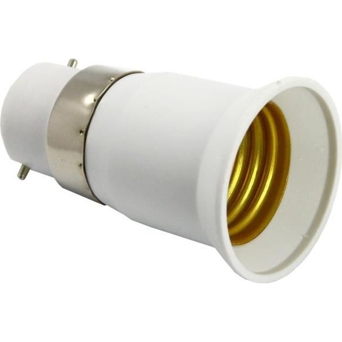 Adaptateur Lombex pour base d’ampoule 220 ou 240 V Convertit les ampoules à baïonnette B22 vers en ampoule à douille E27 à visser Lot de 2 