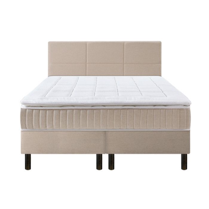 Ensemble boxspring - EPEDA - ENCHANTEUR - 200x200 cm - Tissu chenillé lin - 2 places - Confort ferme Ensemble boxspring - EPEDA - ENCHANTEUR - 200x200 cm - Tissu chenillé lin - 2 places - Confort ferme