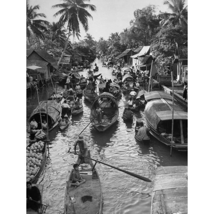 Poster Affiche Bangkok 1950 Photo Ancienne Canaux Noir Et Blanc Vintage  42cm x 56cm - Cdiscount Maison