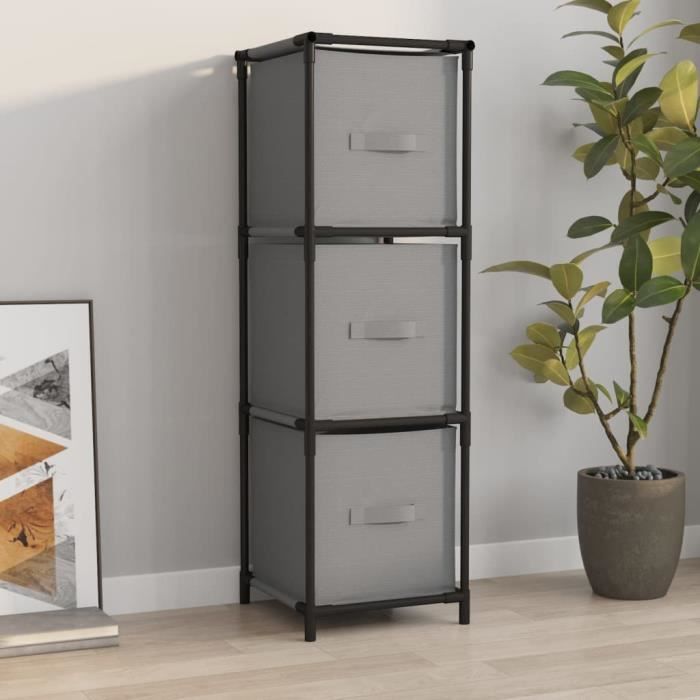 Armoire de Rangement FAMIROSA - Gris - 3 Tiroirs - 34x34x101 cm - Acier Armoire de Rangement FAMIROSA - Gris - 3 Tiroirs - 34x34x101 cm - Acier