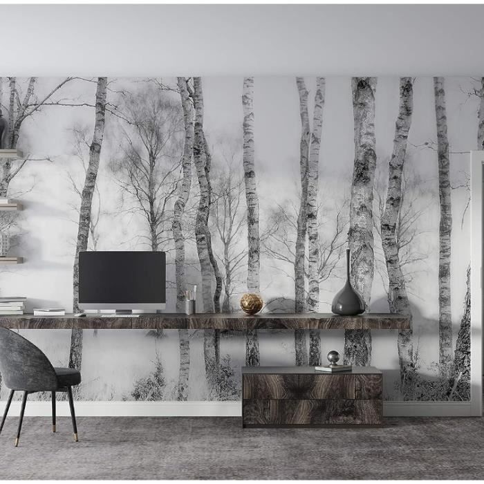 Papier Peint Soie Panoramique 3D Bouleau Esquisser, Poster Geant Mural ...