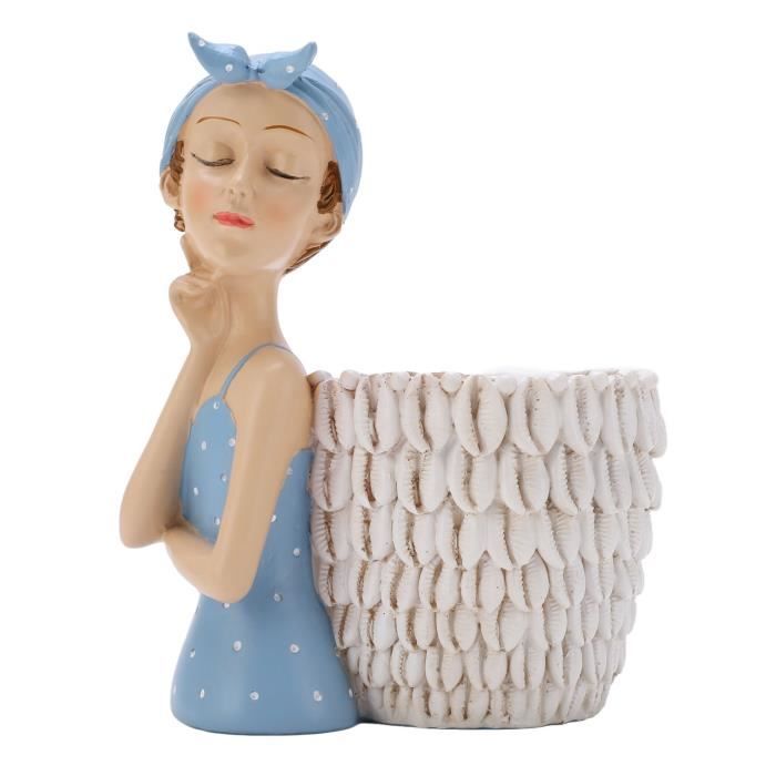 Fdit portecrayons de statues en résine Statue de fille bleue porte