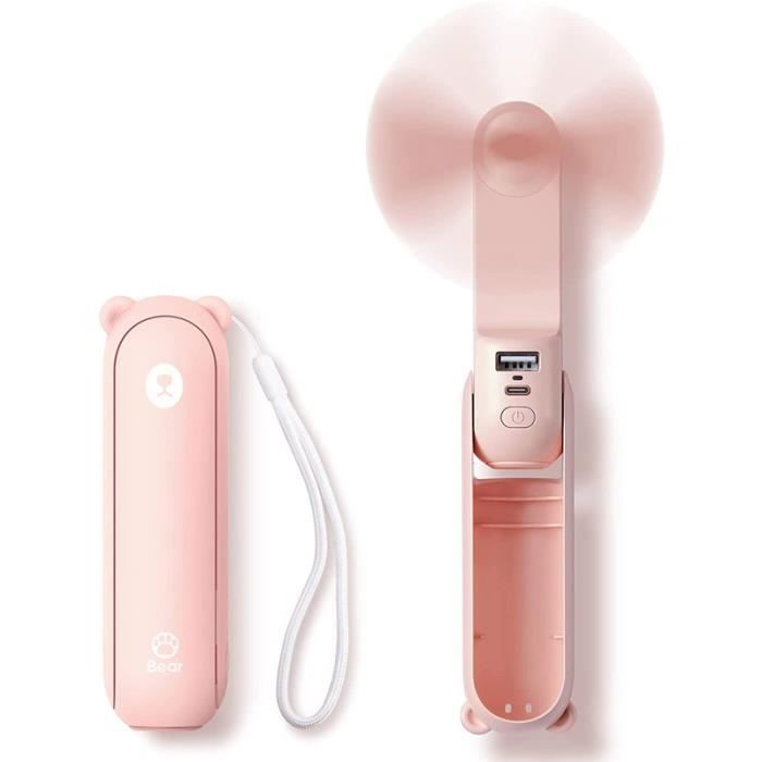 Ventilateur portatif - FOLAYA - Modèle F8 - Rechargeable USB - Lampe de poche - Pliable - Folaya