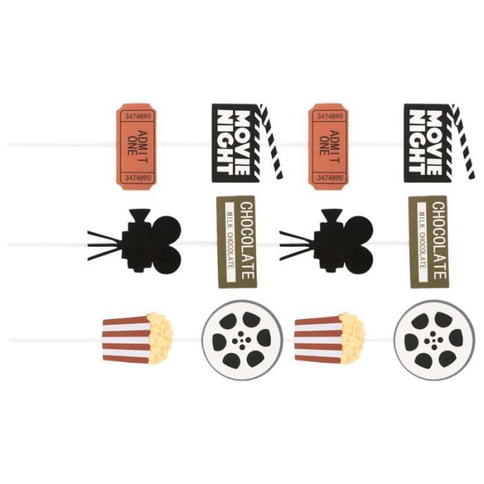24 Pieces Film Gateau Sur Le Theme Decor Le Cinema Pop Mais Billette Figurine Decor De Gateau Articles Decoration De Fete Cdiscount Maison