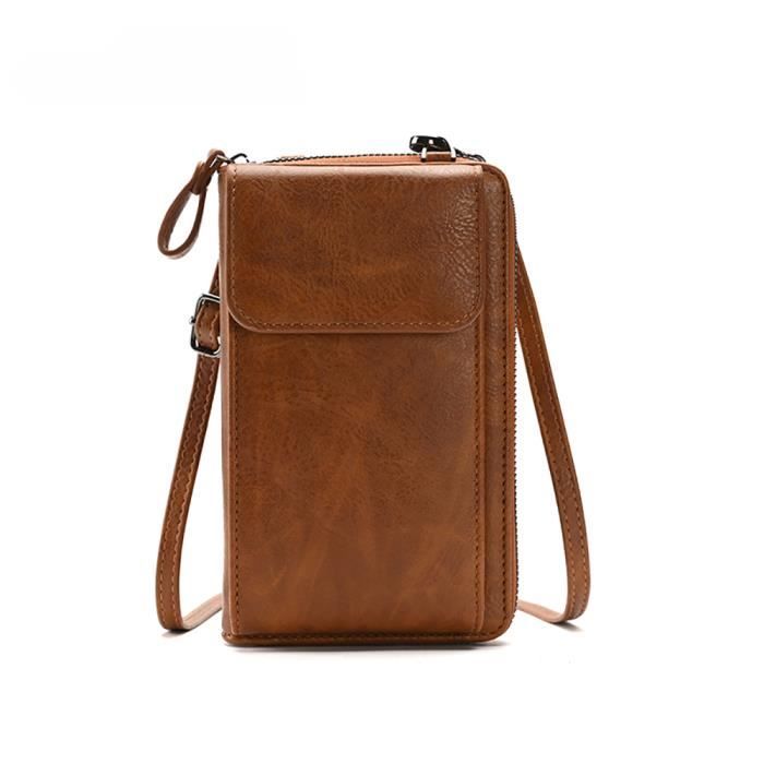 Pochette bandoulière en cuir pour téléphone portable - petit sac poitrine  cuir femme homme - Un grand marché