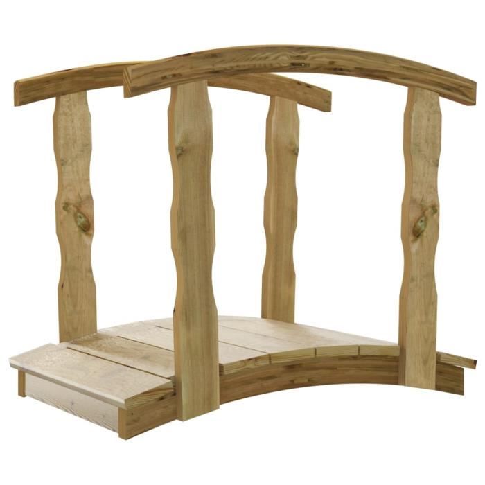 Pont De Jardin En Bois De Sapin Massif – Passerelle Demi-Roue 99x50x38 Cm, Style Rustique & Robuste 150 Kg