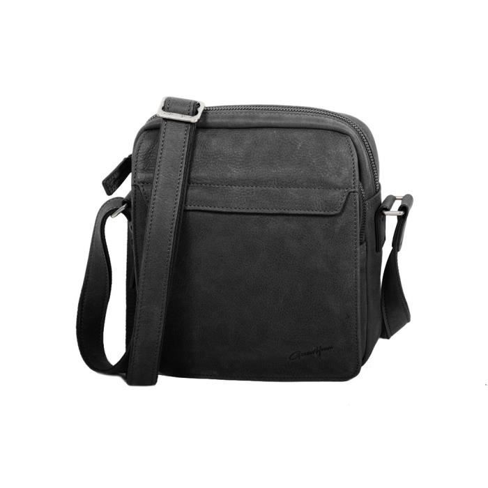 Gerard Henon Cartable Outland Cuir De Vachette Vieilli GH 8325 Noir