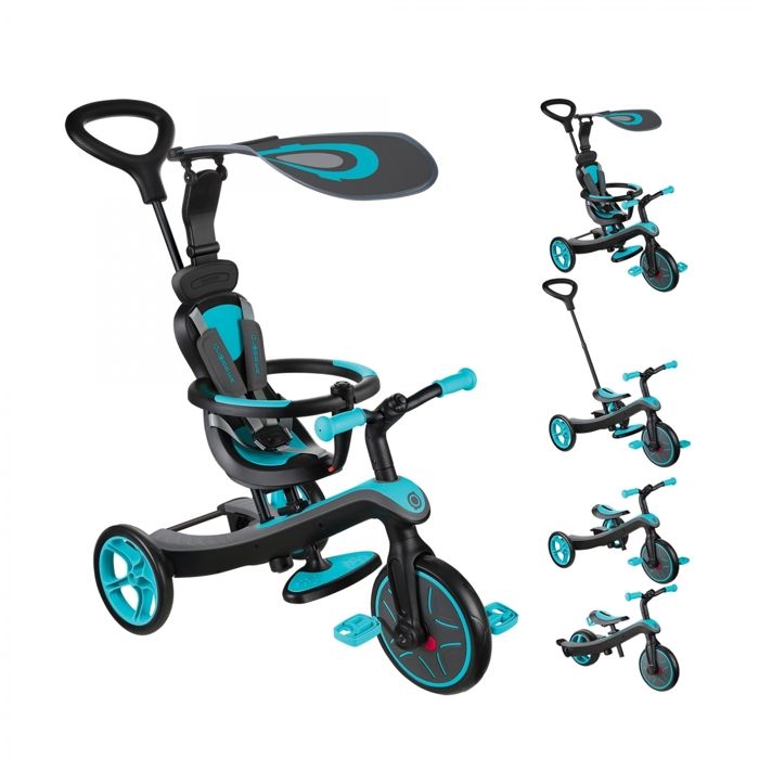Tricycle évolutif GLOBBER Explorer - Bleu, 4 en 1, pour enfant de 18 mois et plus