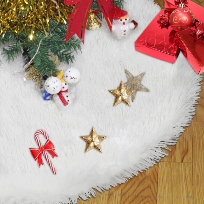 Huiya Tapis Sapin Noel Blanc Rond DouxCouvrePied de Sapin de Nol en