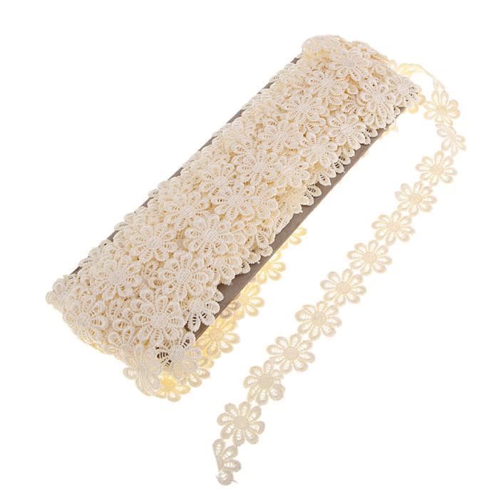 Ruban Dentelle Décoratif 25mm - Pour Couture, Mariage, Déco Maison - Blanc Et Orange
