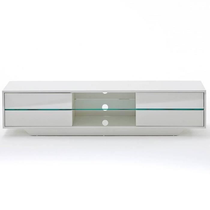 meuble tv - inside 75 - bosco - 4 tiroirs - laqué blanc brillant - éclairage led intégré
