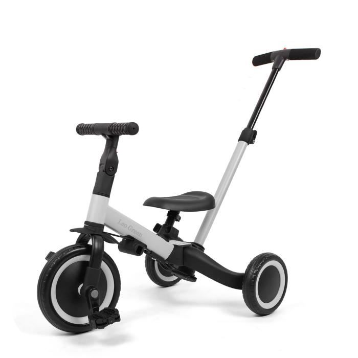 4 en 1 Tricycle Vélo Enfant, Vélo D'équilibre, Vélo Draisienne, avec Barre de poussée, pour garçons Filles de 1 à 3 Ans, Gris