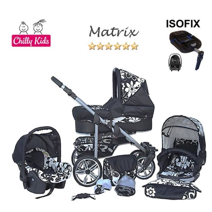 Matrix 2 Poussette Trio ISOFIX Nacelle Siège Auto Poussette Canne Parasol  22 noir & fleurs - Cdiscount Puériculture & Eveil bébé