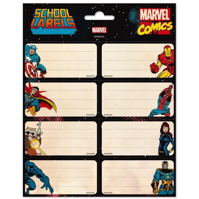 Marvel étiquettes junior autoadhésives beige/bleu/rouge 16 pcs