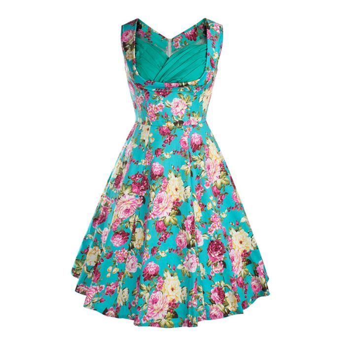 Robe De Pique Nique Garden Party Vintage Ophel Bleu Achat Vente Robe Cdiscount