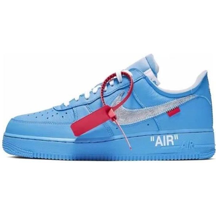 Baskets Off White x Nike Air Force 1 Low 07 Mac Bleu Lacets Synthetique Mixte Bleu Cdiscount Chaussures